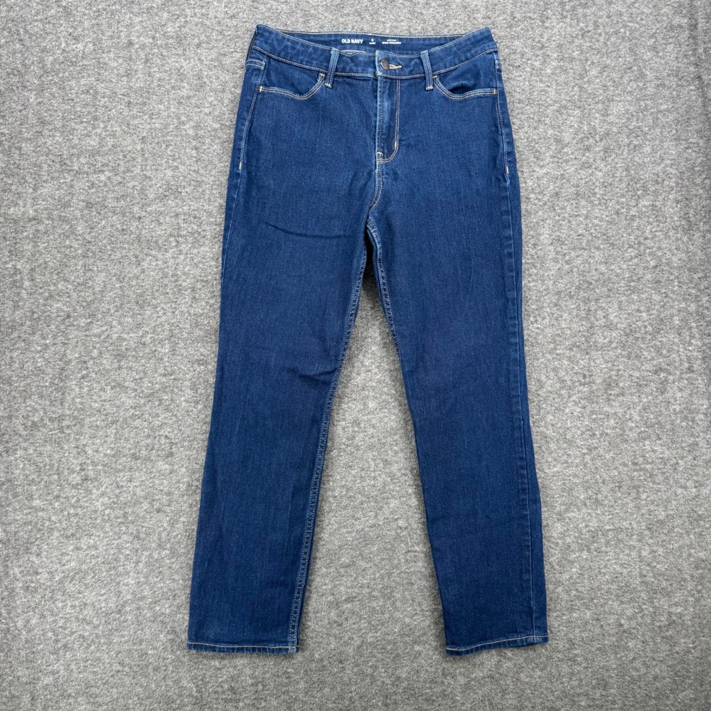 Old Navy Wow Straight High Rise Jeans Women 6 Short Dark Wash Stretch Denim Crop